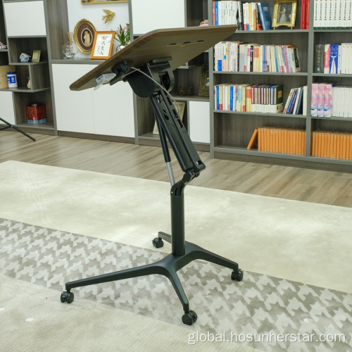 L Shape Height Adjustable Desk Pneumatic lifting single leg Zhuo Factory